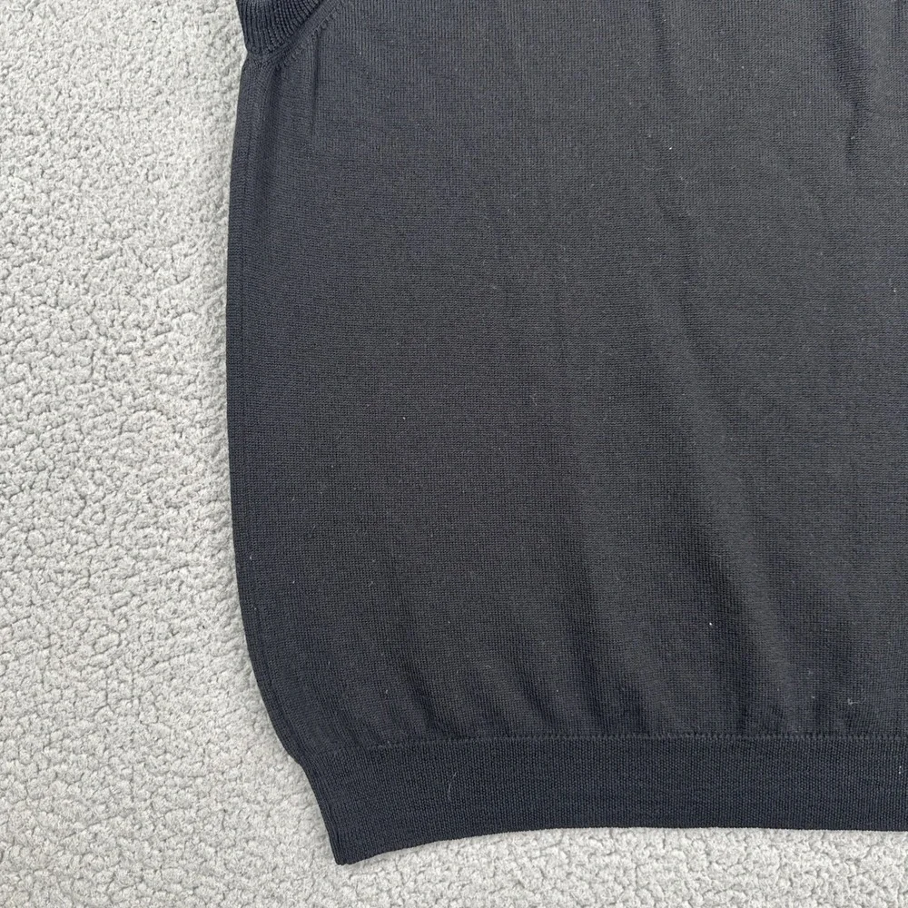 Grant Thomas Italian Merino Wool Sweater Vest Men XL Black V-Neck Made in Italy